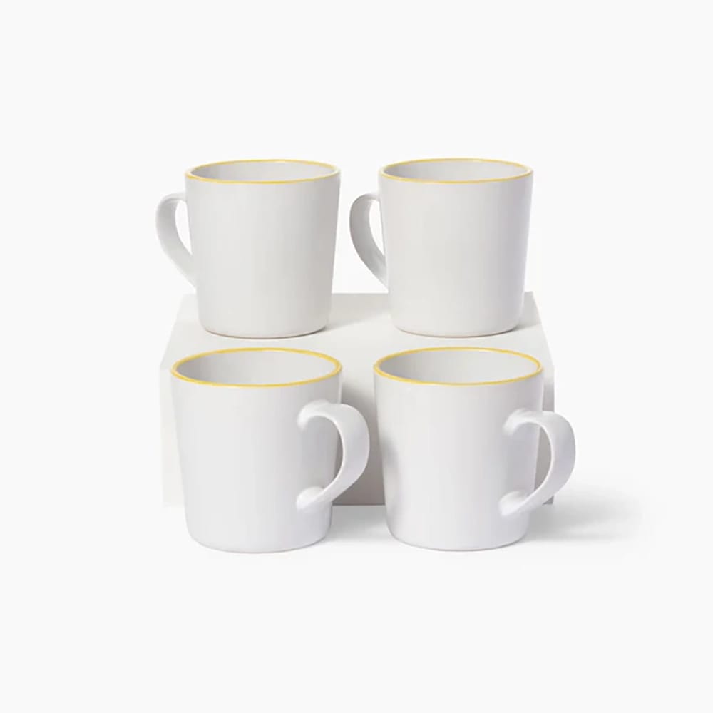 Leeway Mug, Yellow Stripe, Set of 4