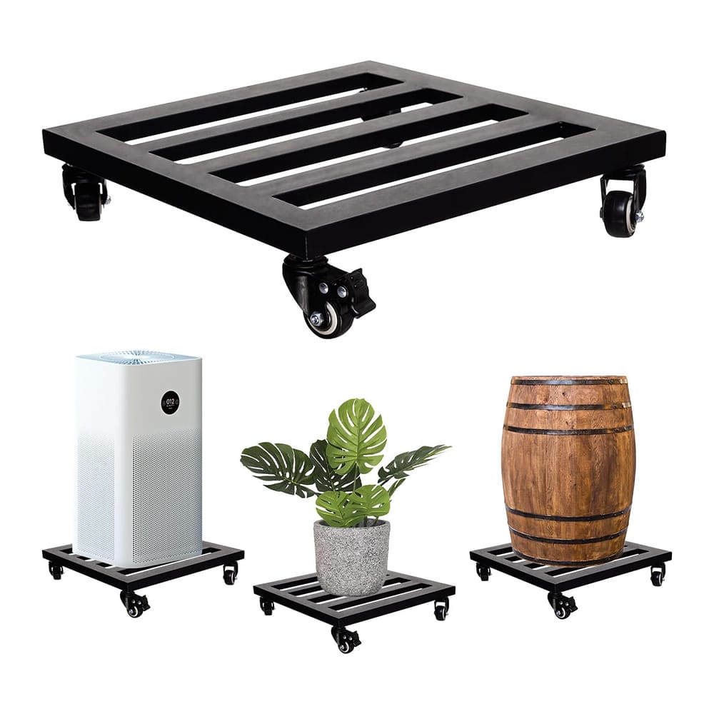 Idzo Heavy Duty Plant Caddy with Wheels, Black, 12"