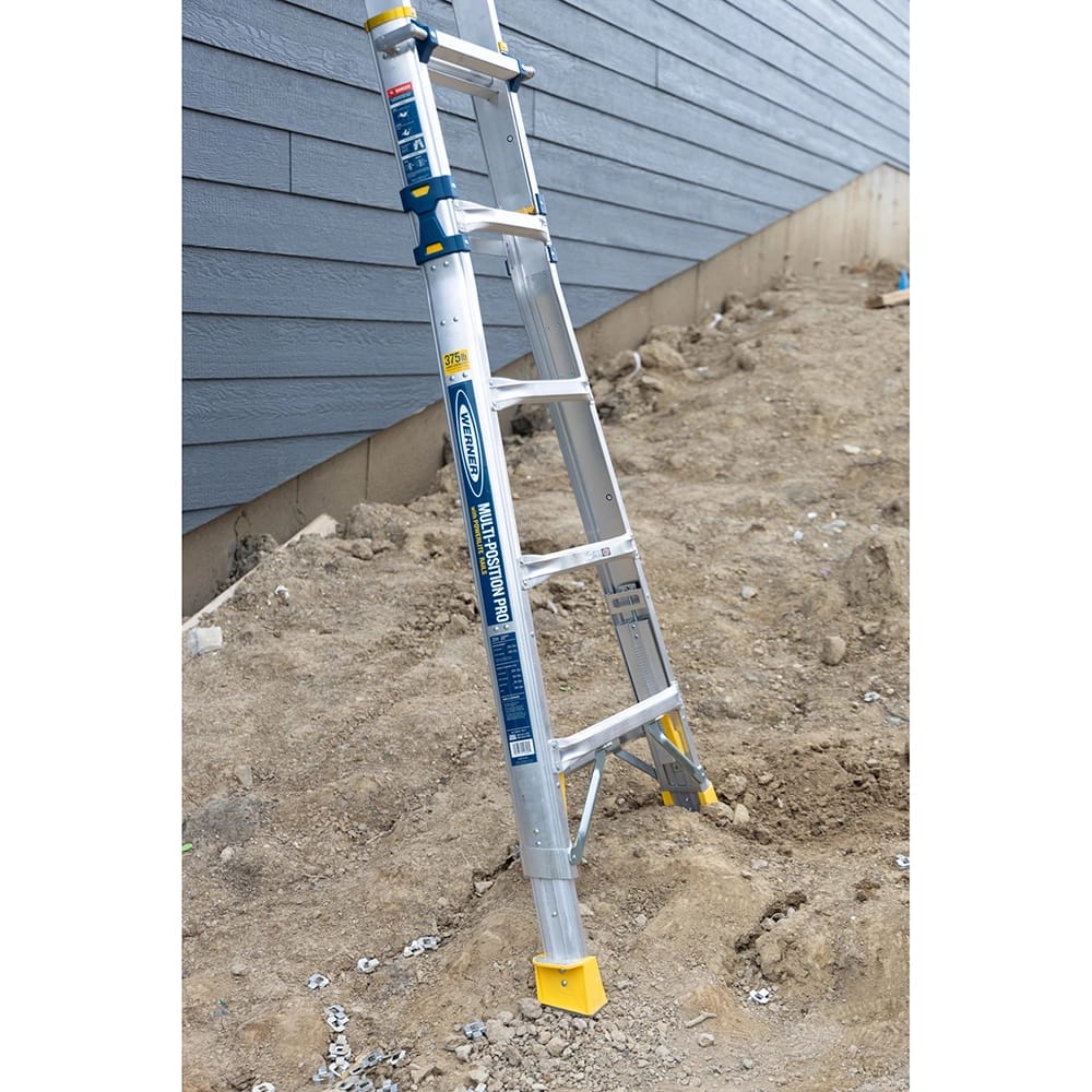 Werner 22' Reach Aluminum 5-in-1 Multi Position Pro Ladder with Built-in Leveling