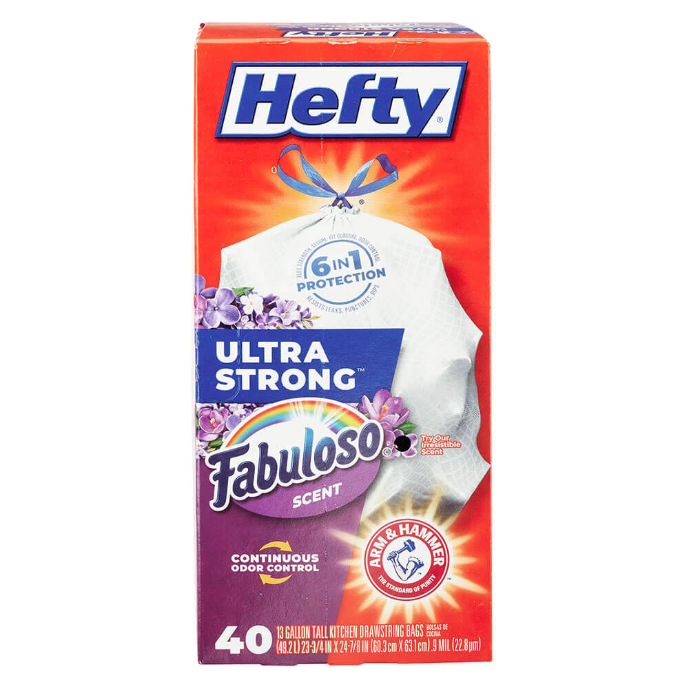 Hefty Ultra Strong Fabuloso Scented 13 Gallon Trash Bags, 40 Count