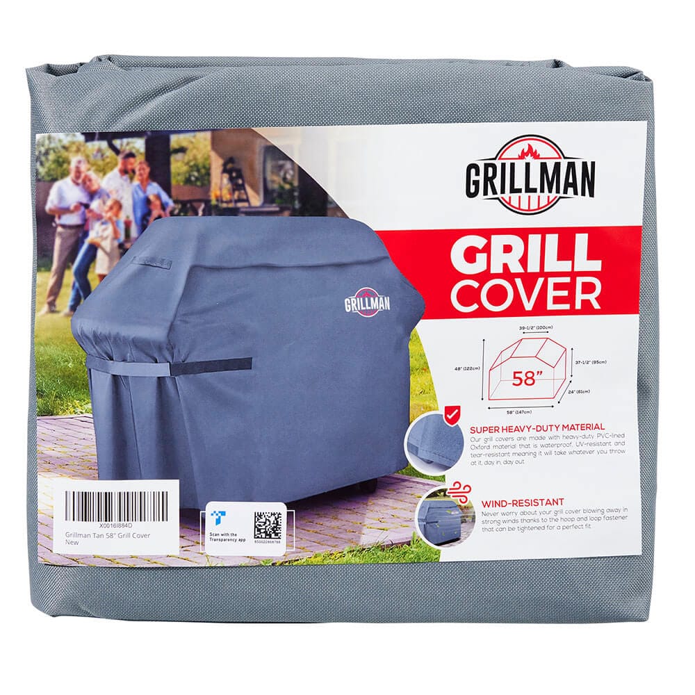 Grillman Premium 58" BBQ Grill Cover, Gray