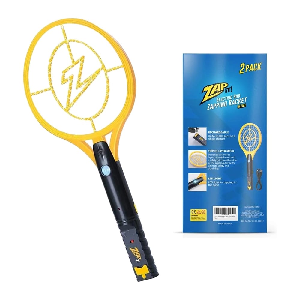 ZAP IT! Rechargeable Electric Fly Swatter Racket, 2 Pack
