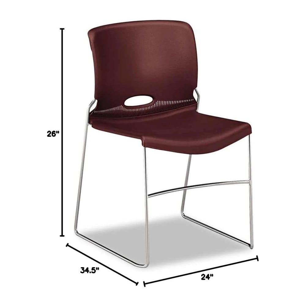 HON Olson High Density Stacker Chair, Burgundy, 4 ct