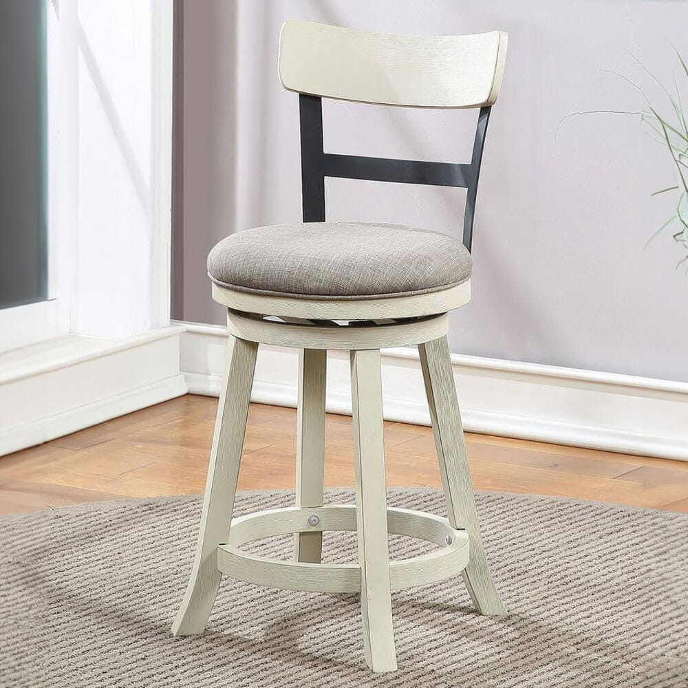 Home 2 Office Riverside 24" High Back Swivel Bar Stool, White