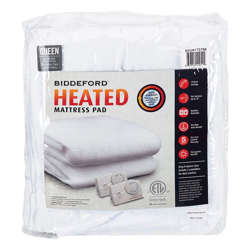 Biddeford Queen Heated Mattress Pad with Two Controllers