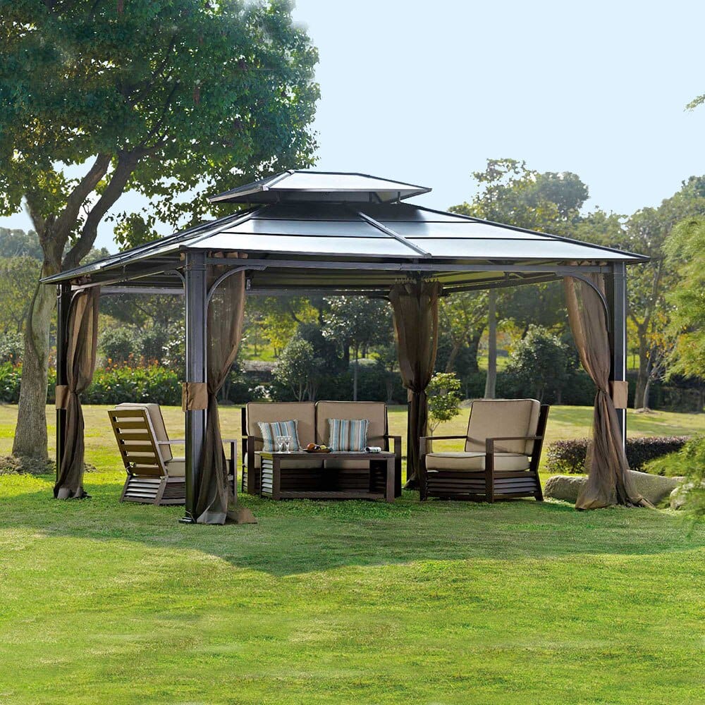 Sunjoy Chatham 10' x 12' Hardtop Gazebo with Netting