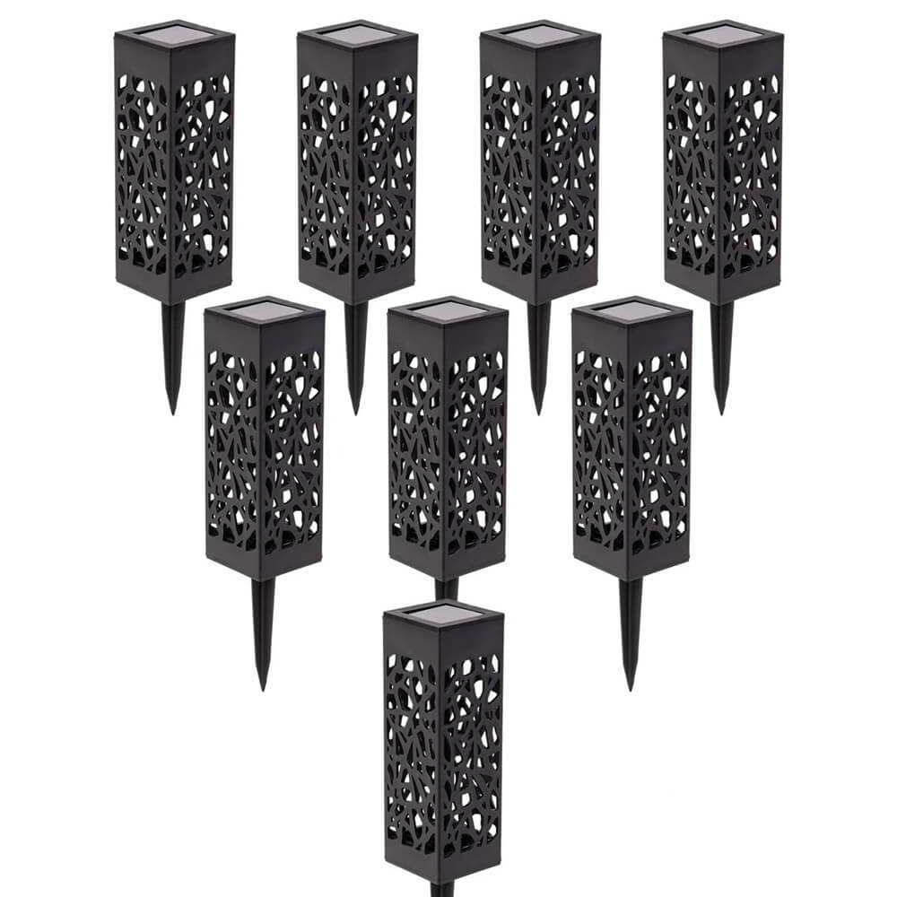 Laurel Canyon Modern Solar Pathway Lights, 8-Pack, Black