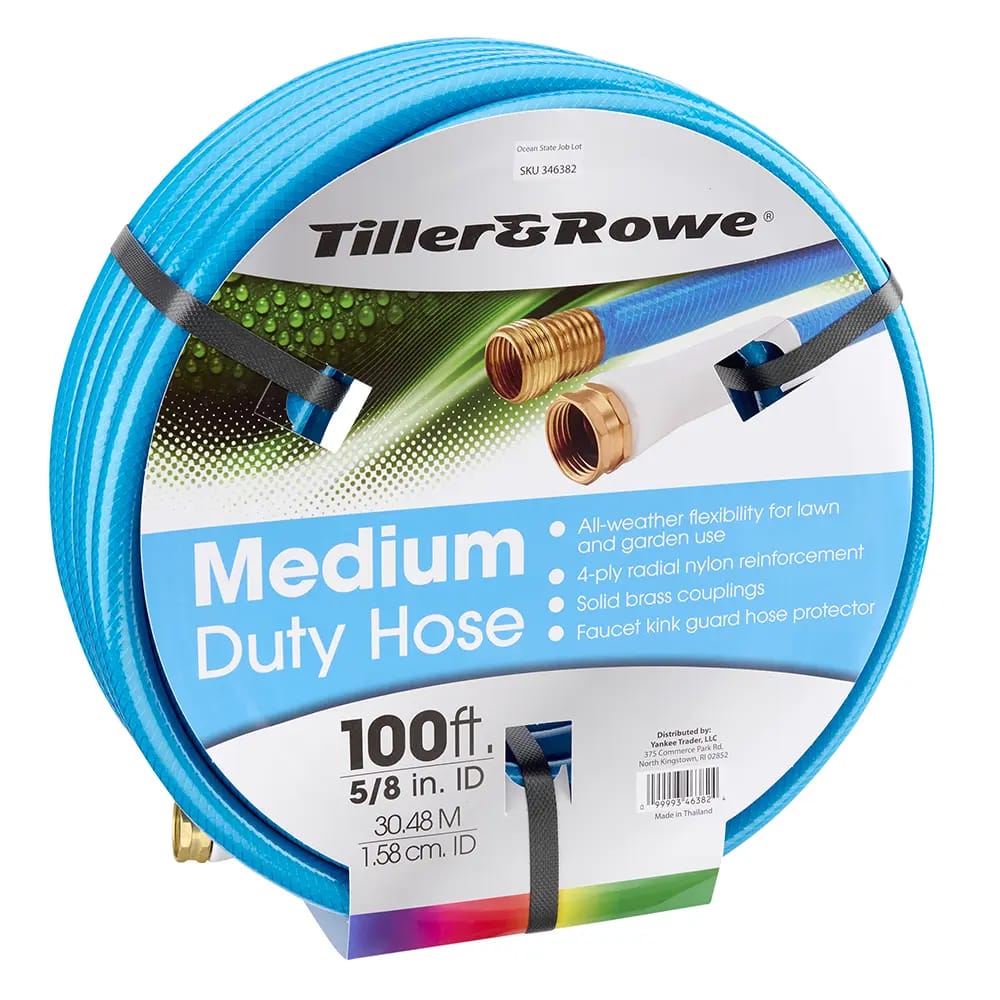 Tiller & Rowe Medium Duty Hose, 5/8 in, 100'