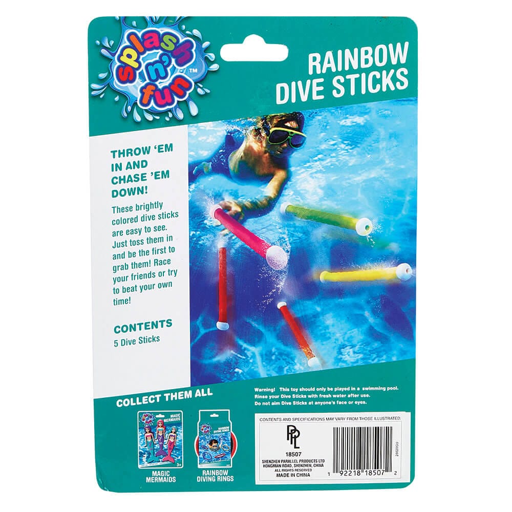 Splash n' Fun Rainbow Dive Sticks, 5 Count