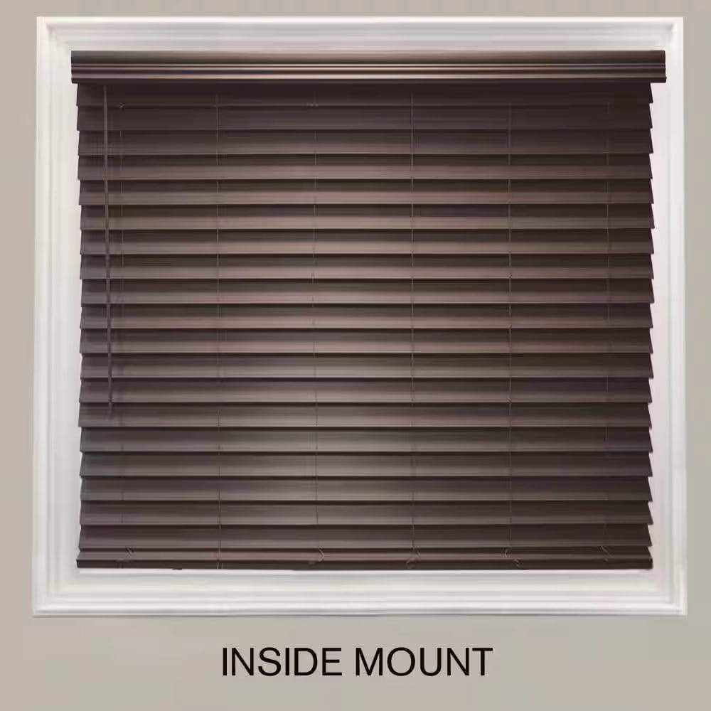 Cordless Premium Faux Wood Blinds with 2.5" Slats, Espresso, 35" x 72"