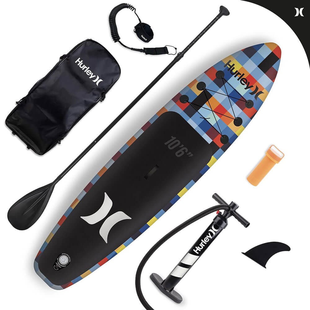 Hurley One and Only 10'6" Inflatable Stand Up Paddle Board Kit, Mosaic
