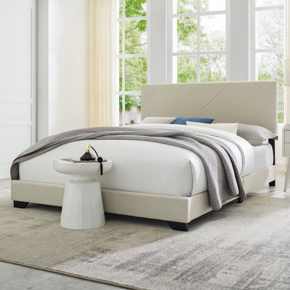 Classic Brands Landsford Upholstered Full Bed Frame, Beige