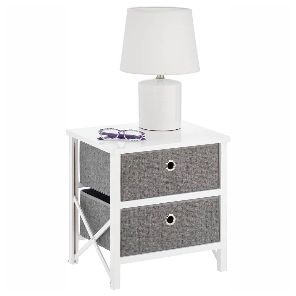 mDesign 2-Drawer Foldable Dresser, White/Gray