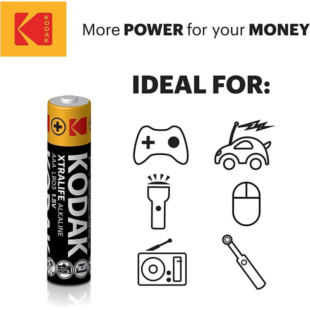 Kodak Xtralife Alkaline AA Batteries, 60-Pack