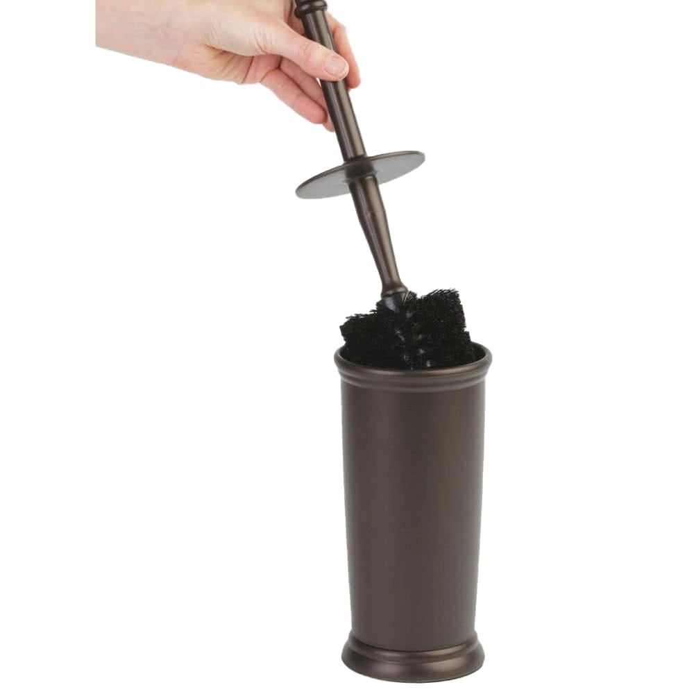 mDesign Plastic Toilet Brush and Trash Can, Dark Brown