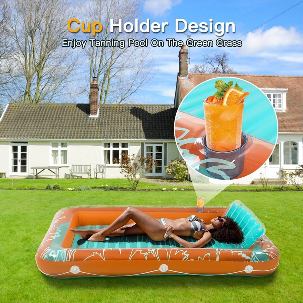 Sunrio 80" x 58" Inflatable Pool Lounger Float, Orange