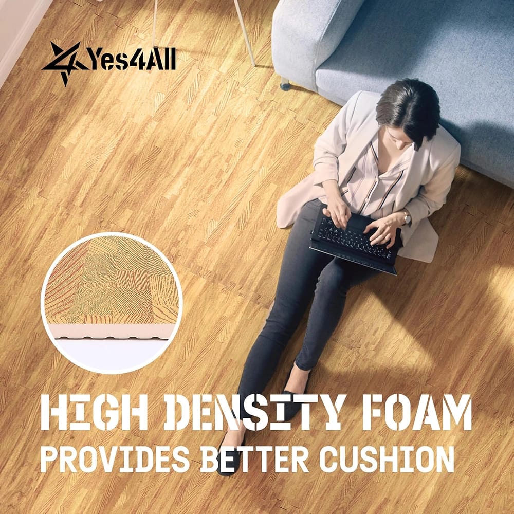 Yes4All Interlocking EVA Foam Mats, Light Oak, 22 sq ft