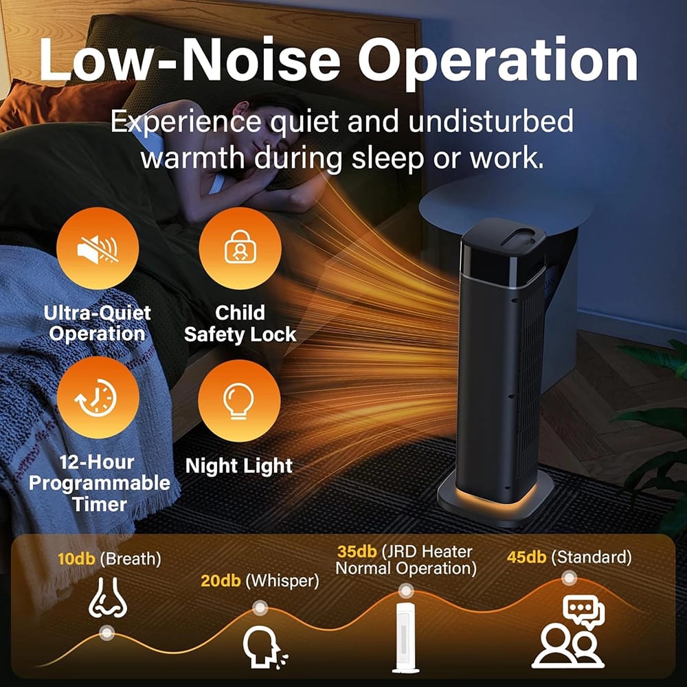 JRD 24" Portable Electric Heater, Black