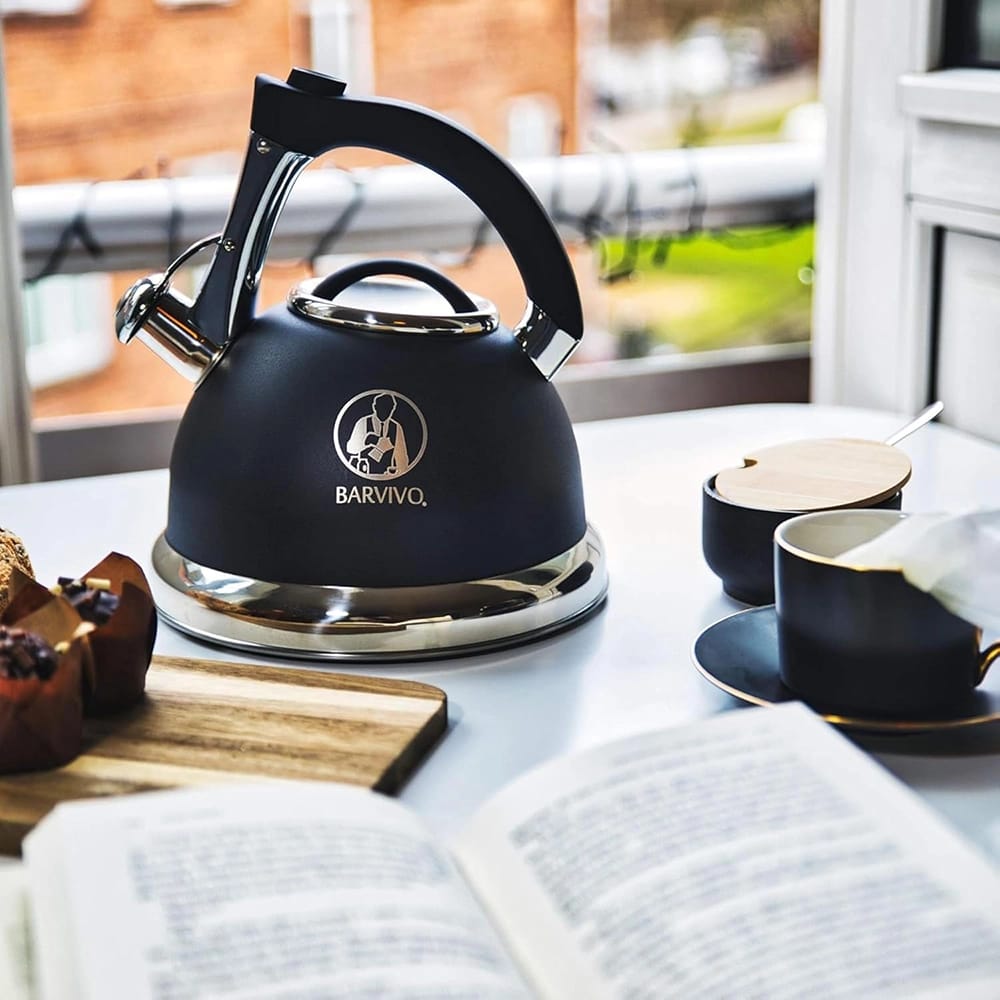 BARVIVO Premium Whistling Tea Kettle, Black