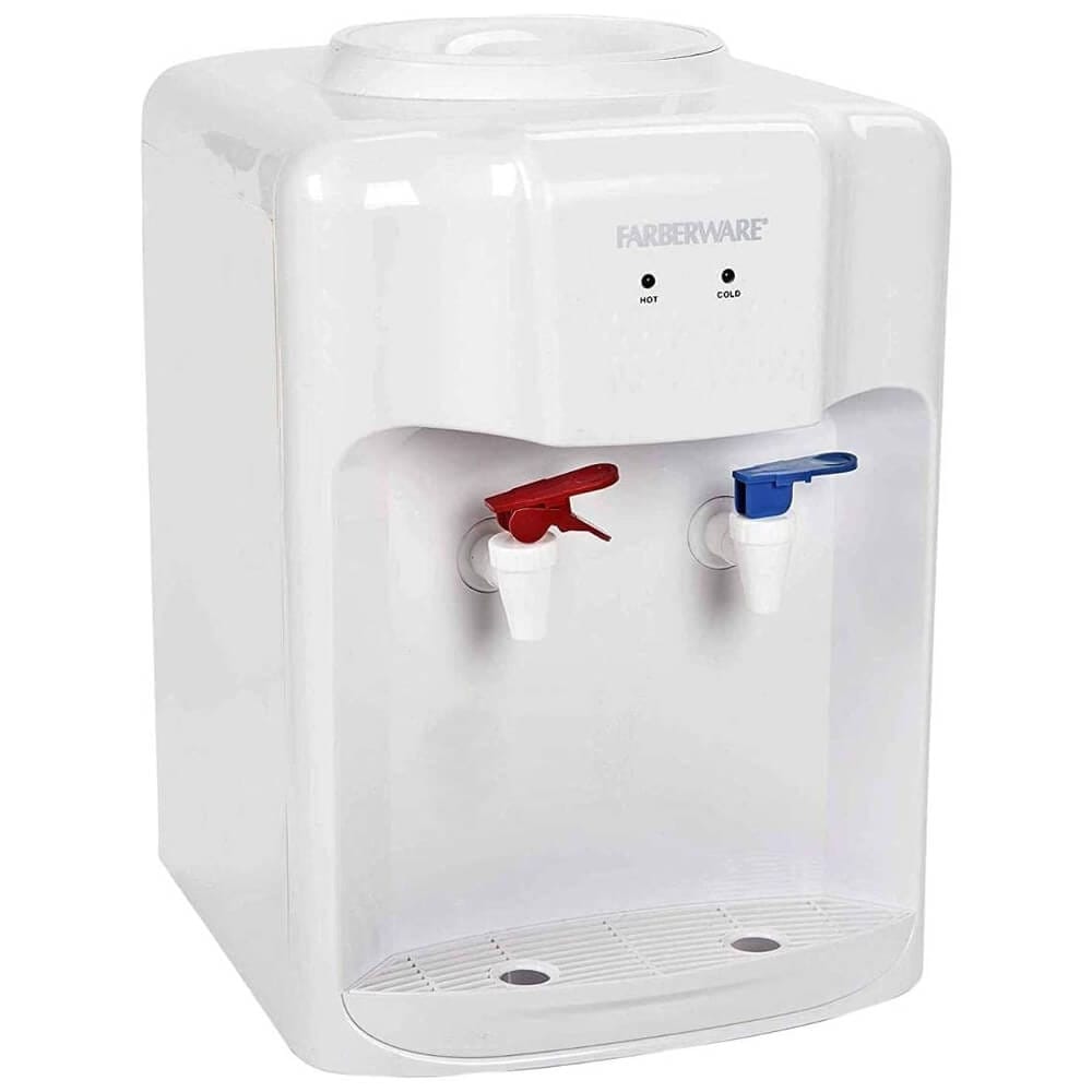 Farberware Freestanding Hot and Cold Water Countertop Water Dispenser, White