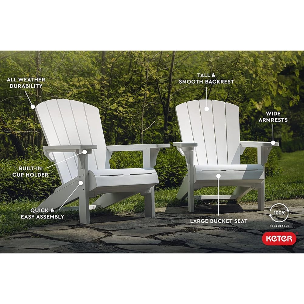 Keter Outdoor Resin Adirondack Chair, White