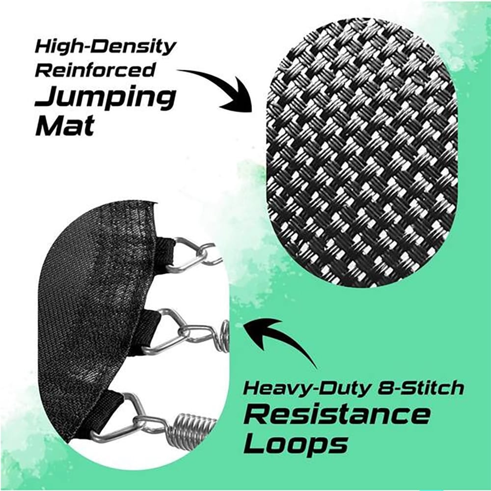 Machrus Moxie Grey Outdoor Trampoline Set with Premium TopRing Frame Safety Enclosure, 8'