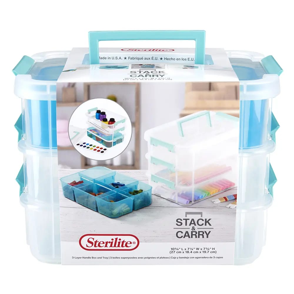 Sterilite Stack & Carry 3 Layer Handle Box & Tray