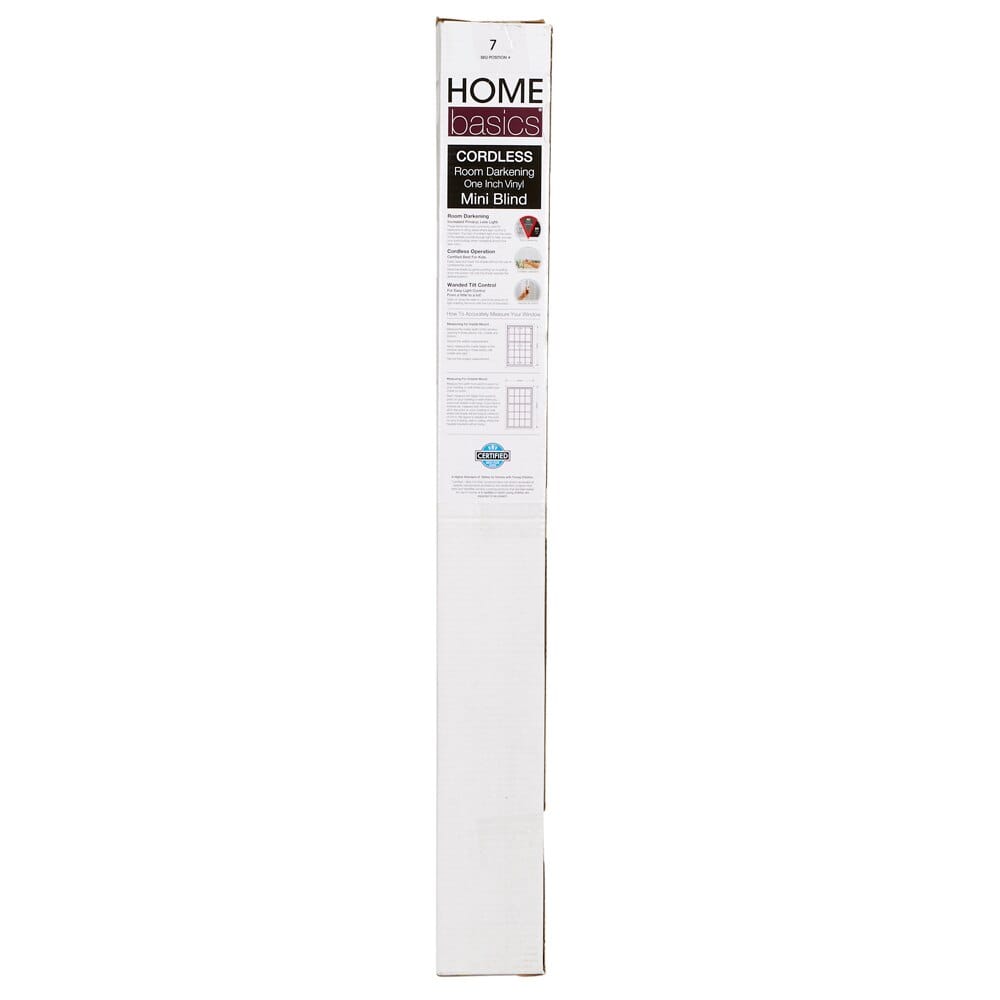 Home Basics Cordless Room Darkening Vinyl Mini Blinds, White, 35" x 64"