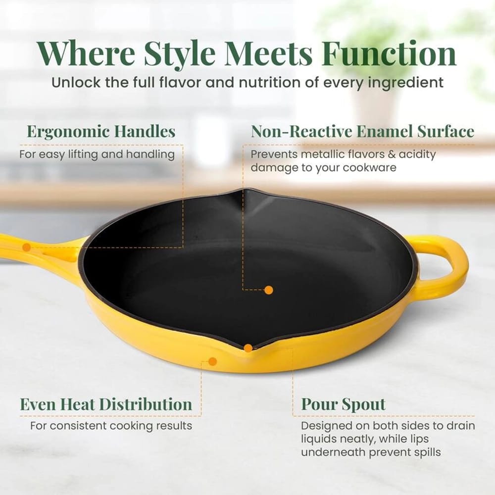 Larder & Vine 10" Enameled Cast Iron Skillet, Limoncello