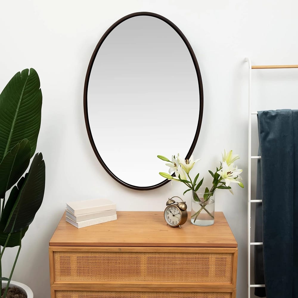 Hamilton Hills Oval Wall Mirror, Brushed Black, 24" x 36"
