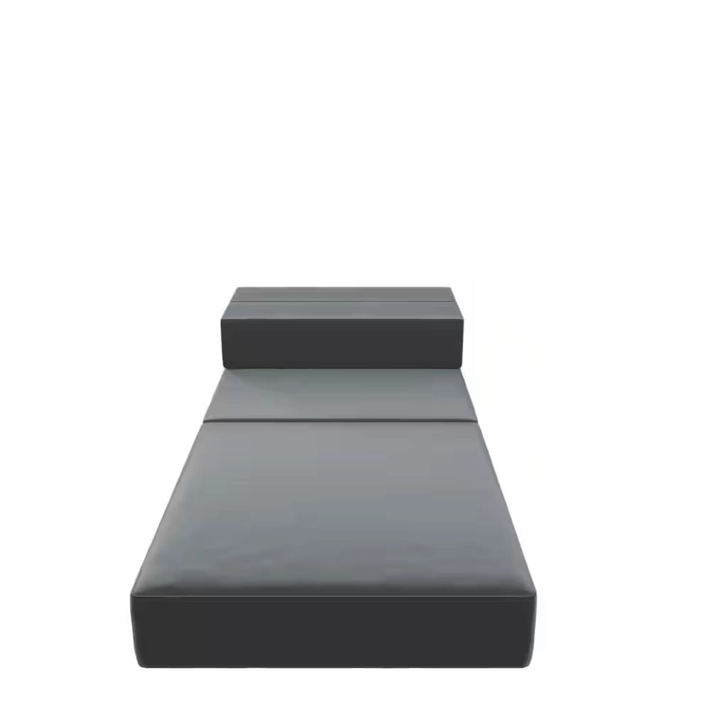 Novogratz Modular Armless Chair and Lounger, Medium Gray Velour