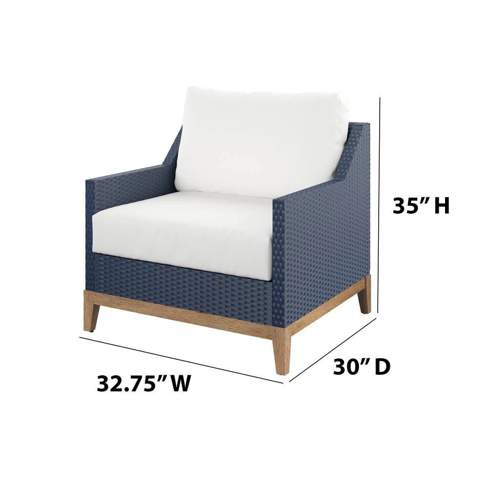 TK Classics Outdoor Club Chair with Cushion, Navy/White