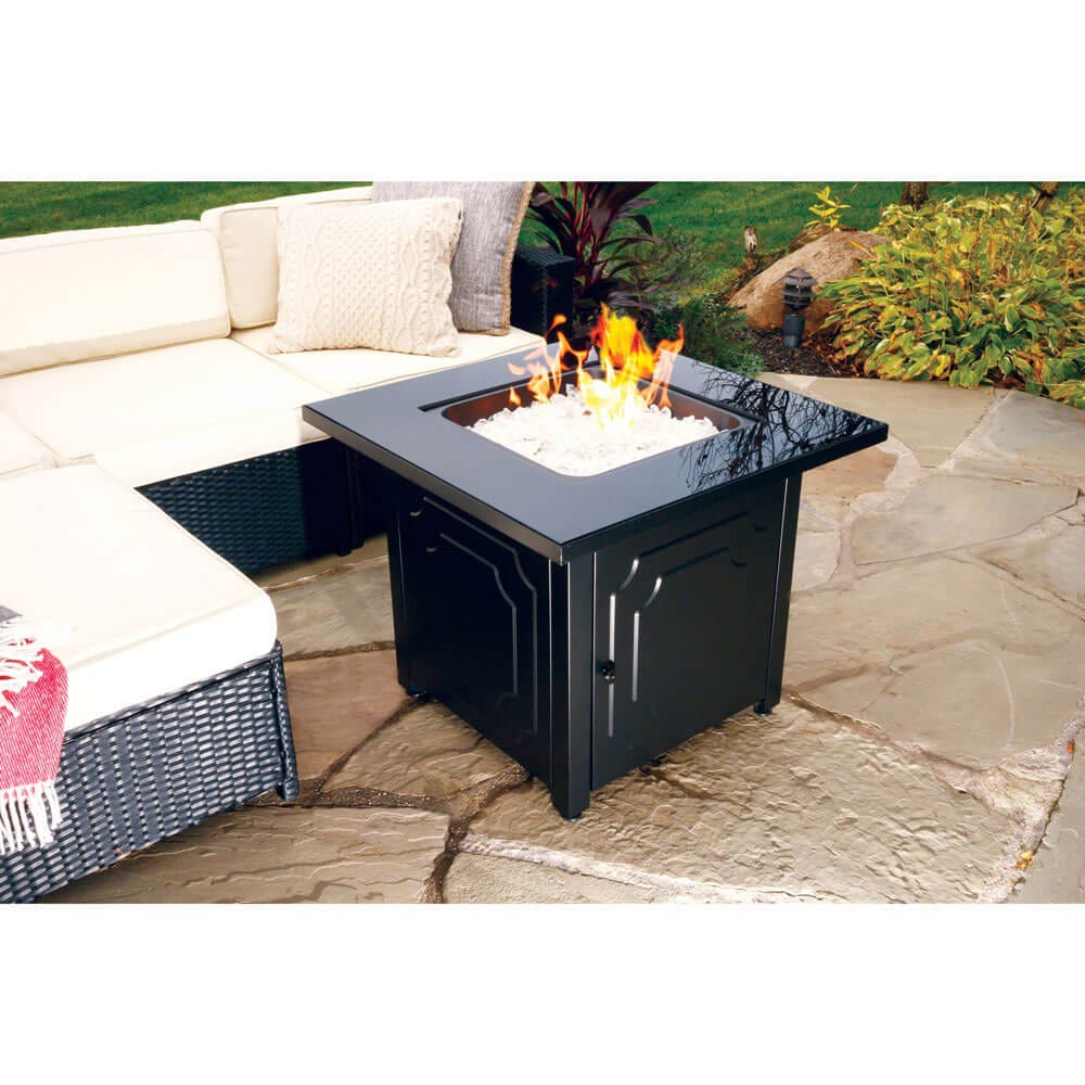 Endless Summer 30" Outdoor Propane Gas Fire Pit, 50,000 BTU, White Fireglass