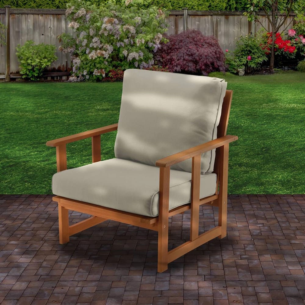 Eucalyptus Grandis Wood Cushioned Club Chair, Beige