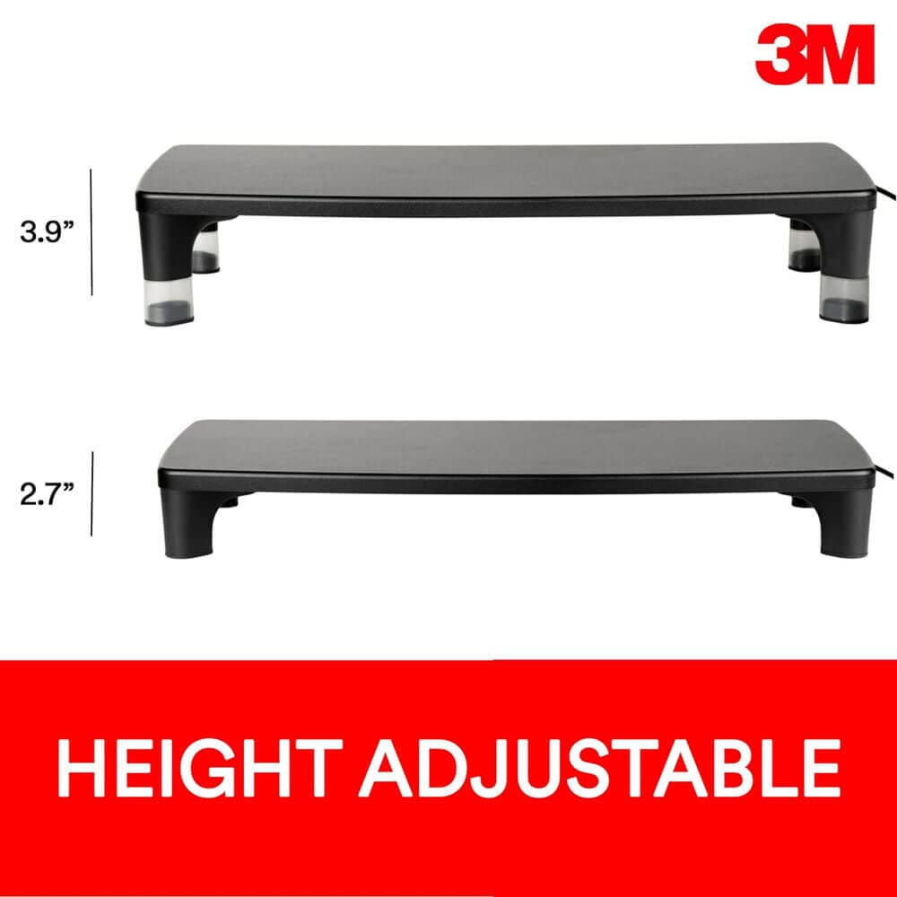 3M Adjustable Monitor Stand with 4-Port USB Hub