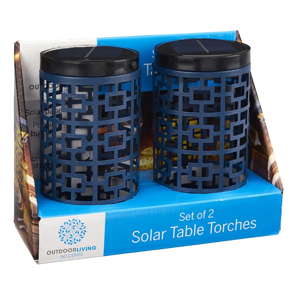 Outdoor Living Solar Table Torches, Navy, 2pk.