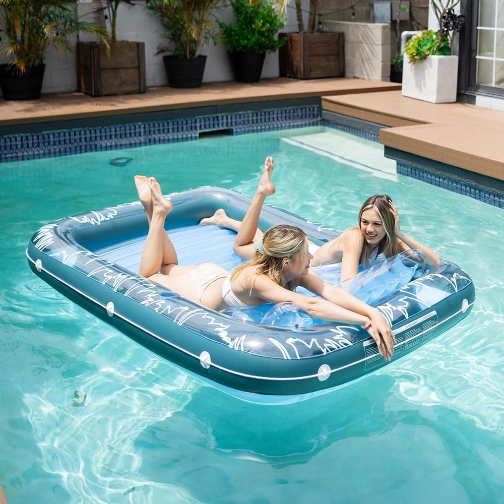 Sunrio 80" x 58" Inflatable Pool Lounger Float, Blue