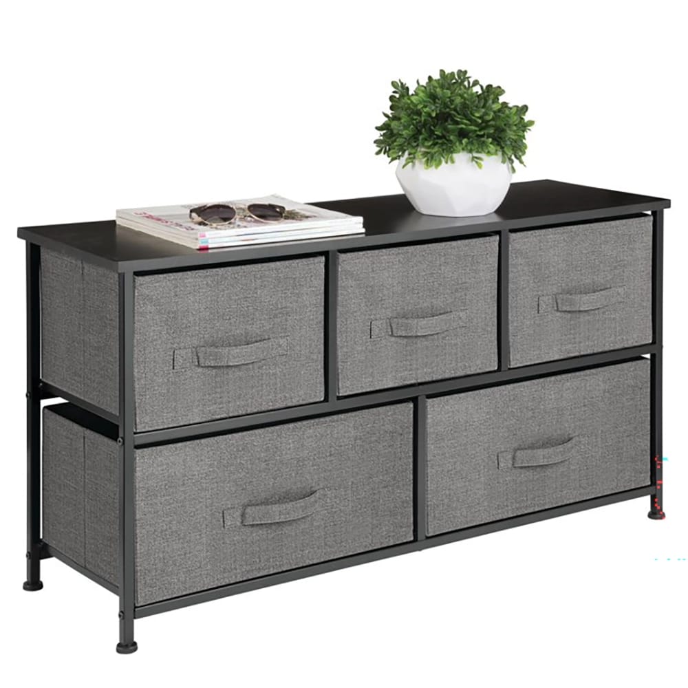 mDesign 5-Drawer Fabric Dresser, Dark Gray