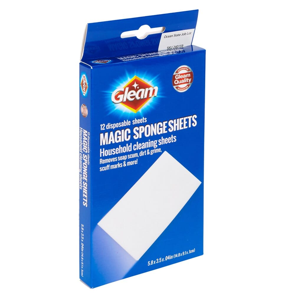 Gleam Disposable Magic Sponge Cleaning Sheets, 12-Count