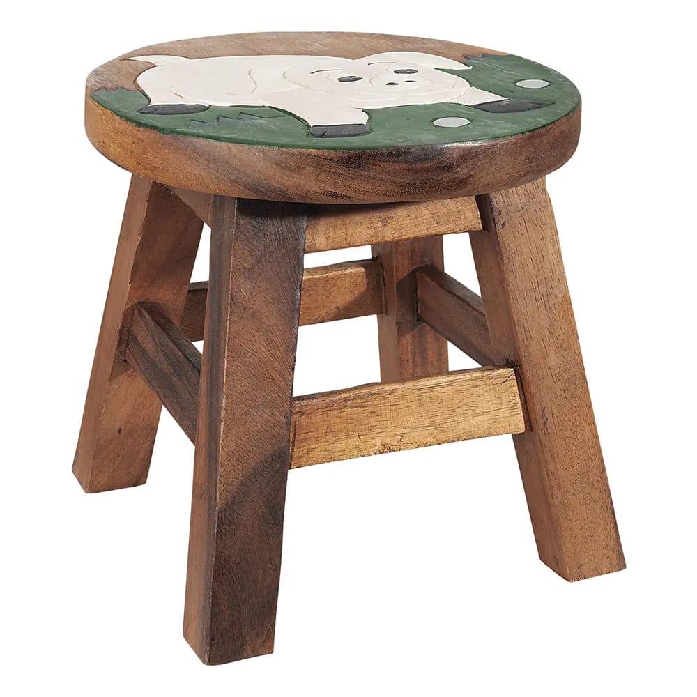 Hand Carved Kids Stool, 4-Pack