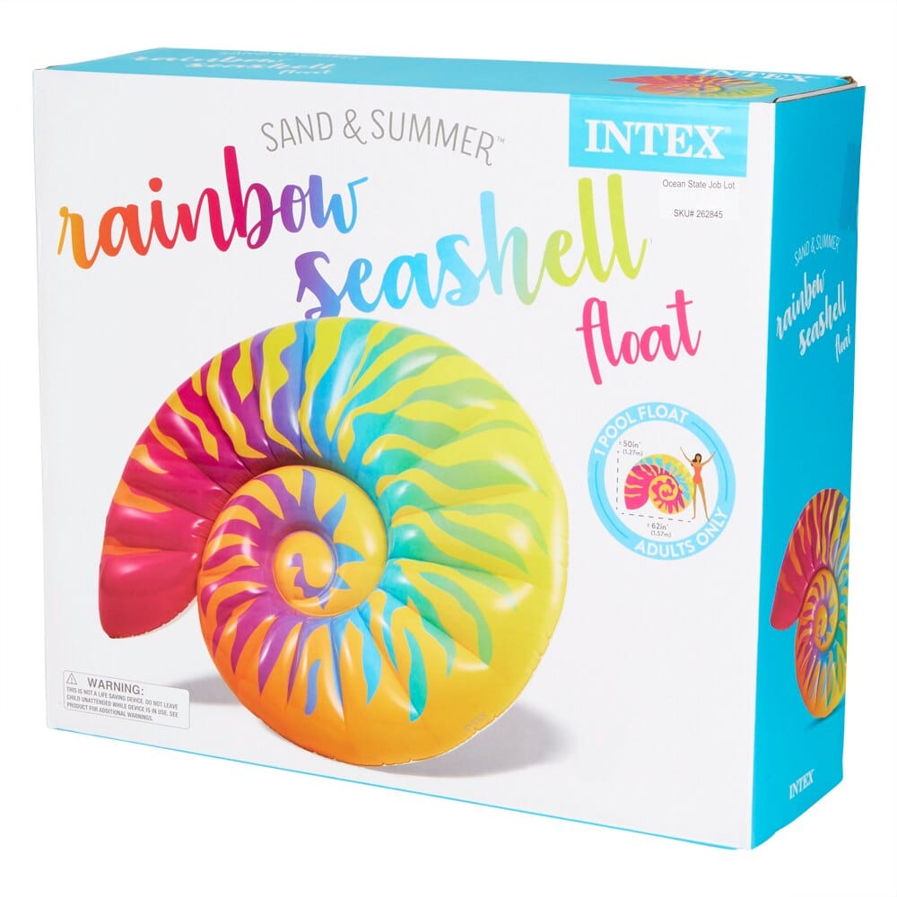 Intex Sand & Summer Rainbow Seashell Pool Float, 50" x 62"