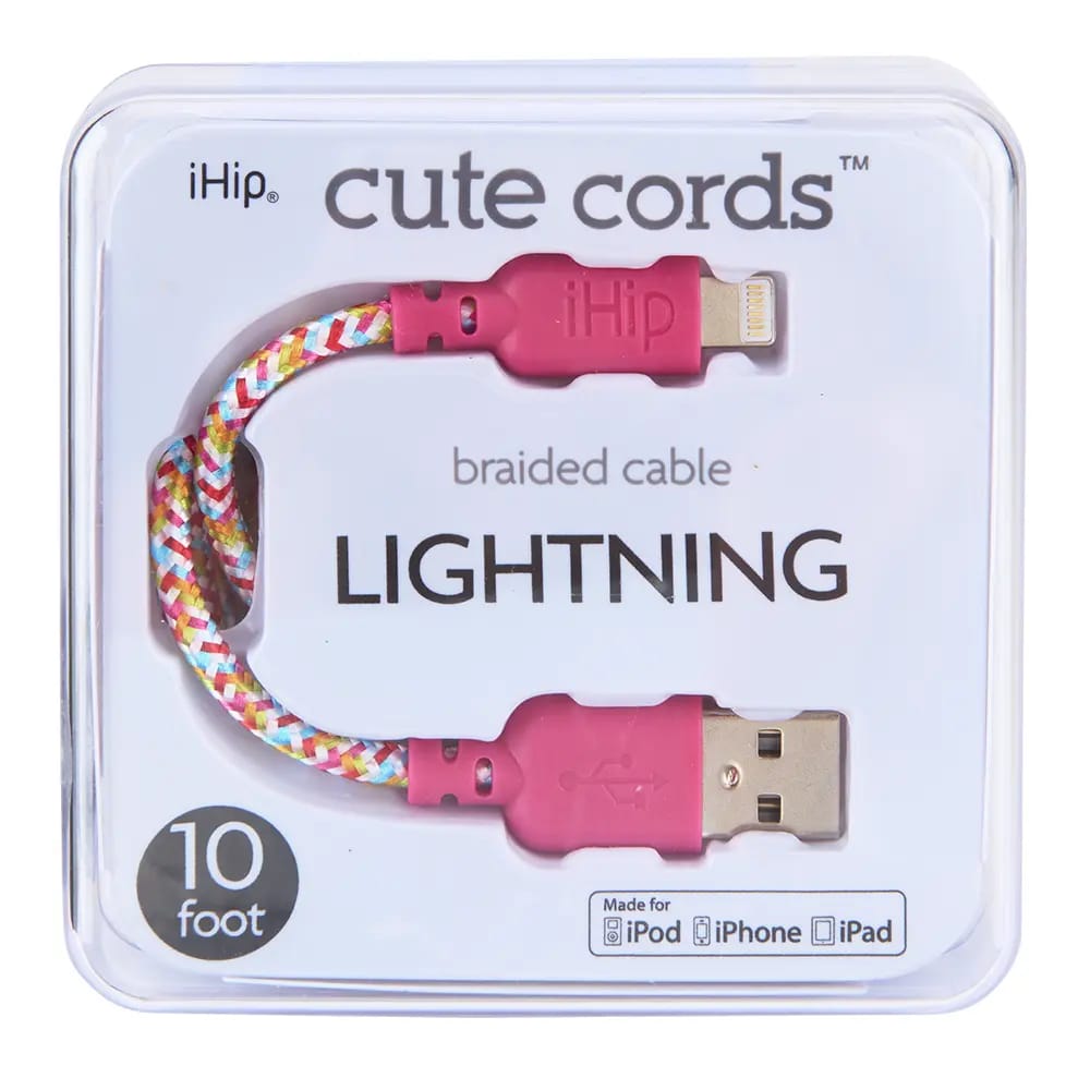Cute Cords Braided Lightning Cable, 10 ft.