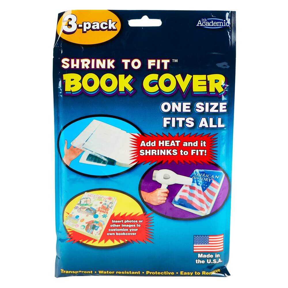 Shrink to Fit Transparent Book Cover, 3-Count