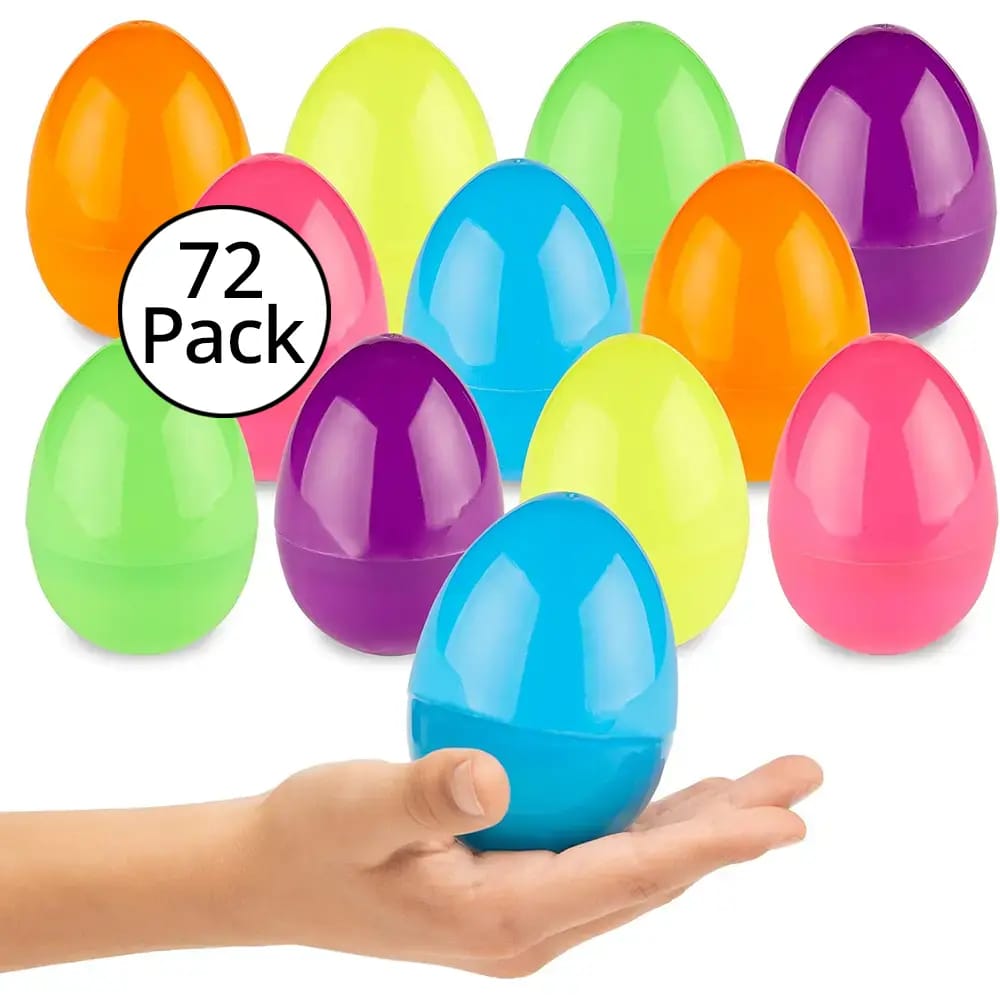 Prextex Large Plastic Easter Eggs, 72 Pack