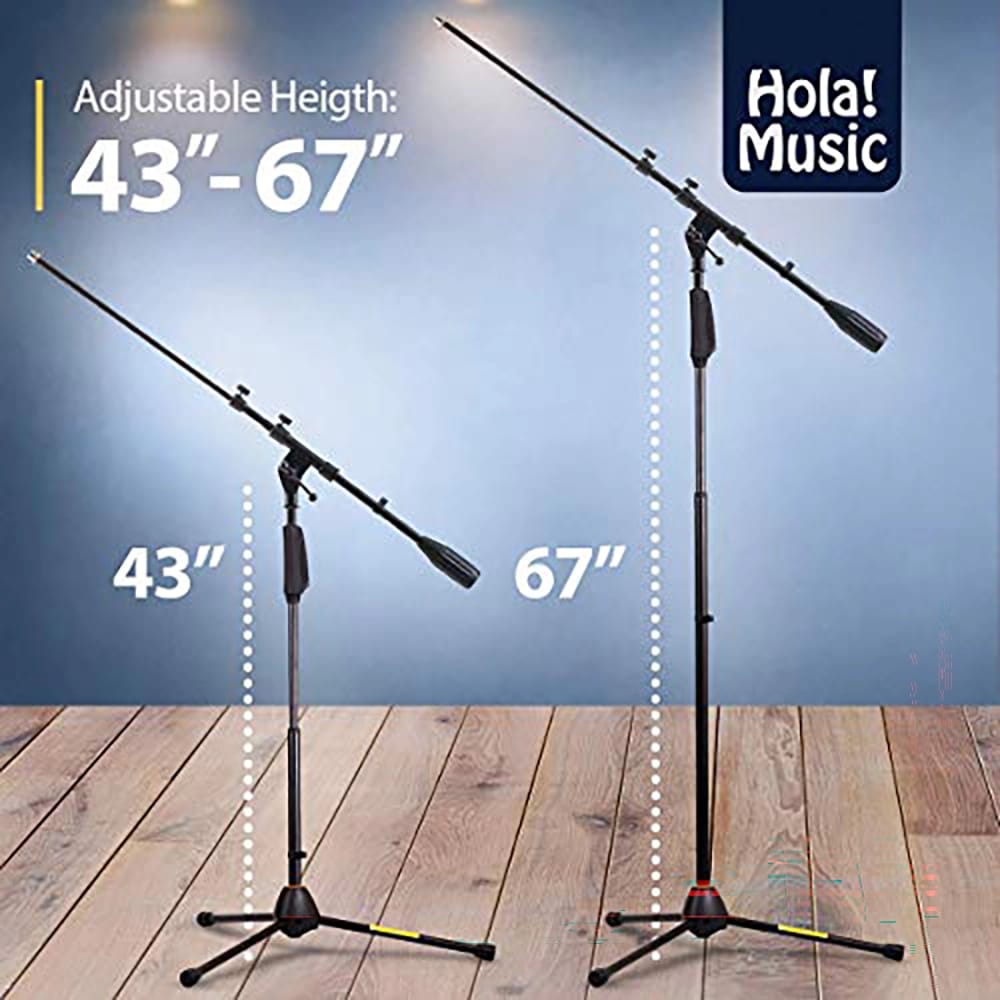 Hola! Music Mic Stand with Adjustable Height, Black