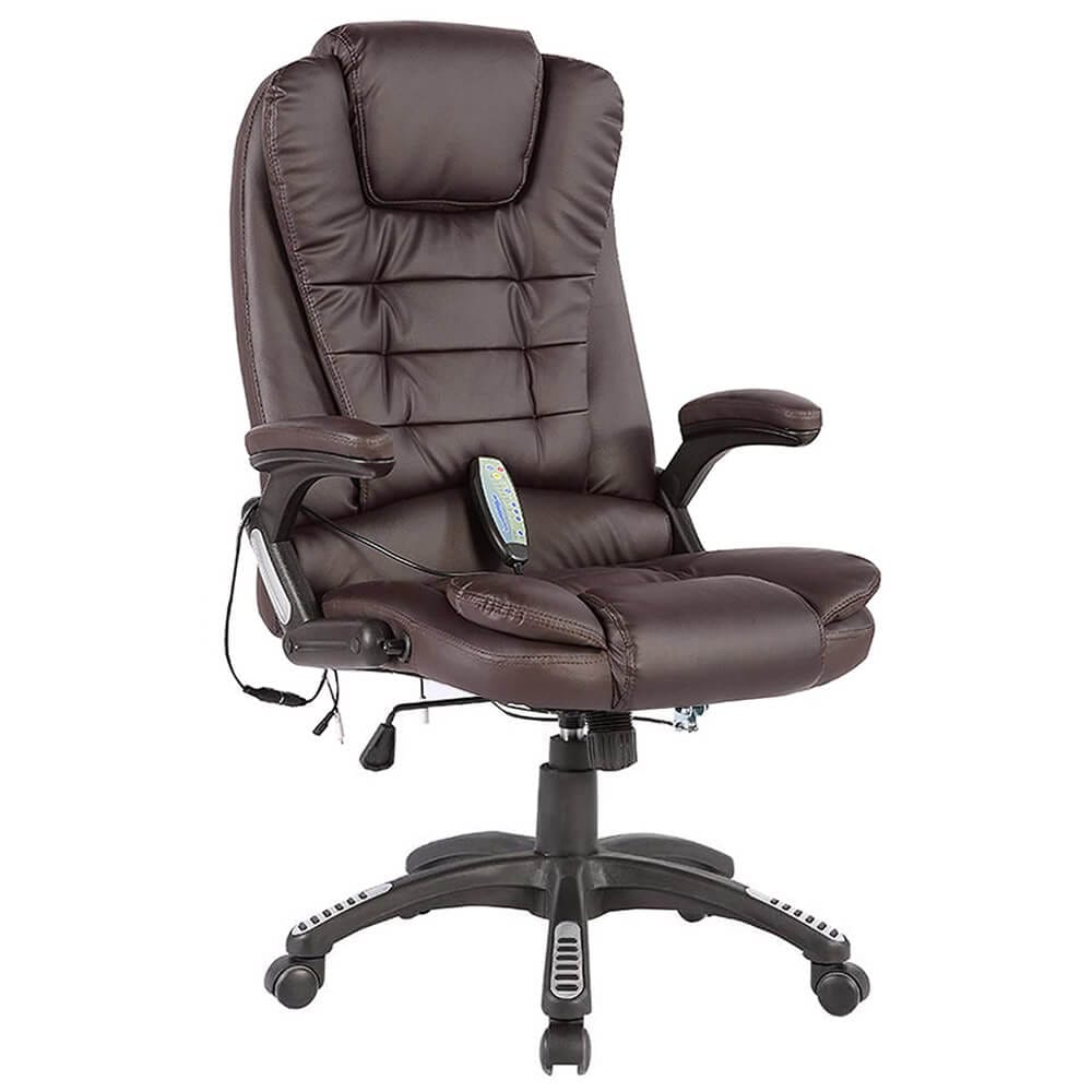 Mecor High Back Faux Leather Office Chair with Heat & Massage, Brown