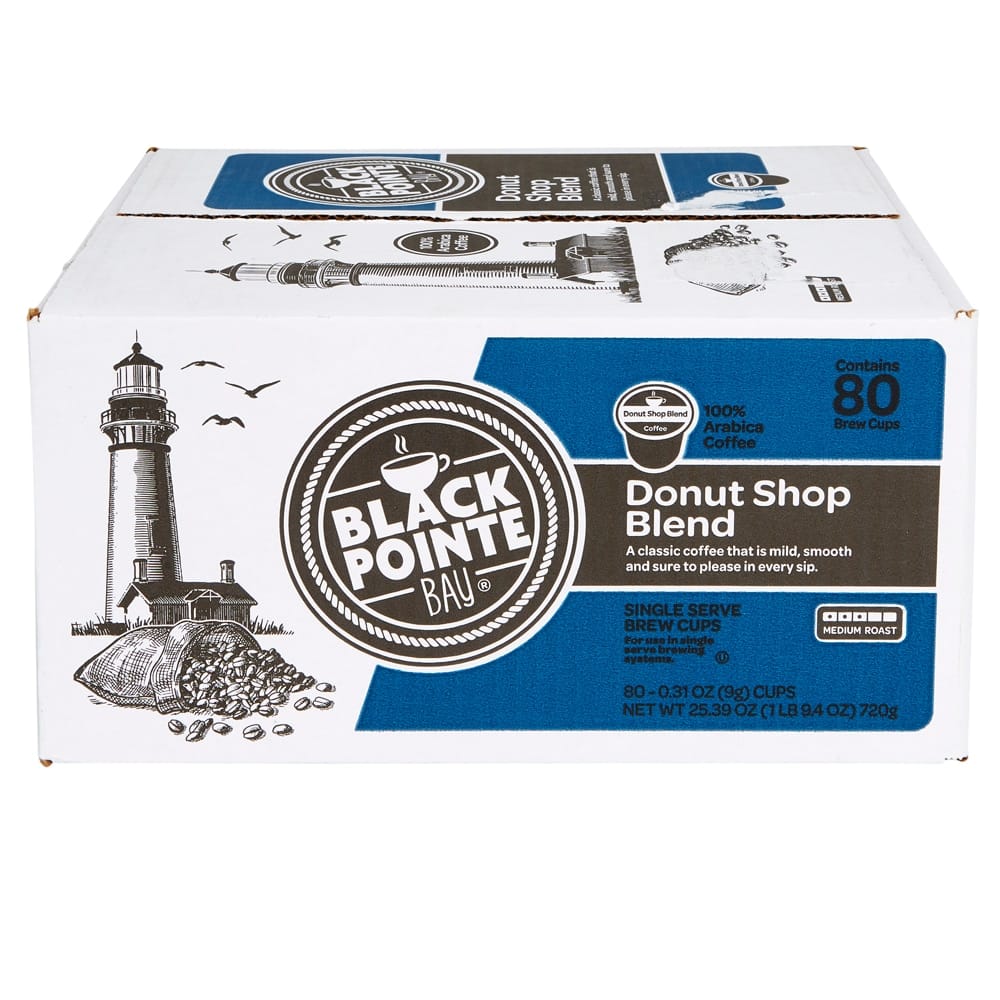 Black Pointe Bay Medium Roast Donut Shop Blend Coffee Cups, 80 Count