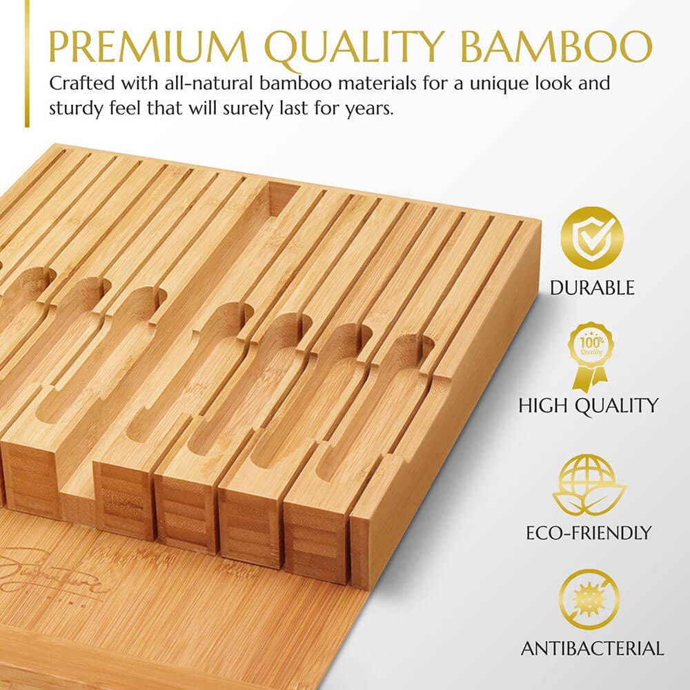 Signature Living 16-Slot Bamboo Drawer Knife Block