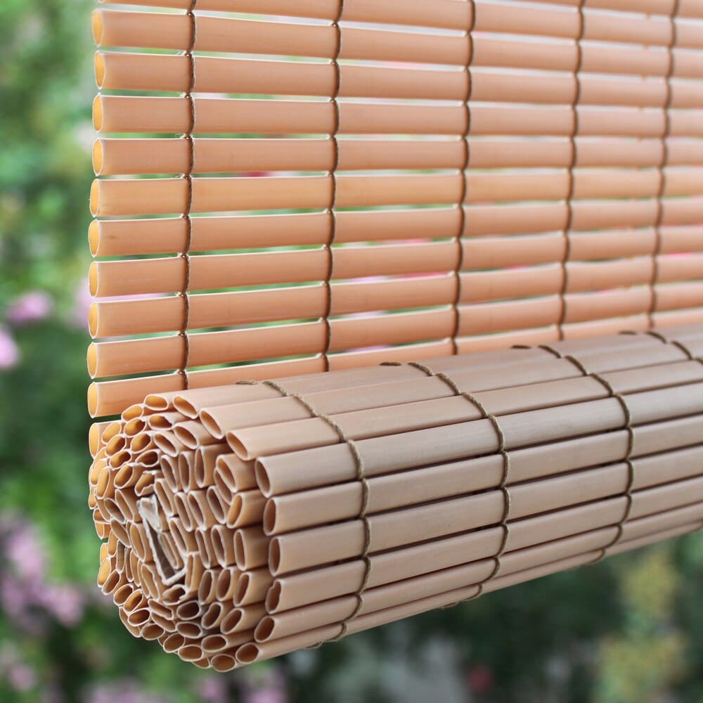 Indoor/Outdoor Wood PVC Cord Free Roll-Up Blind, 72"