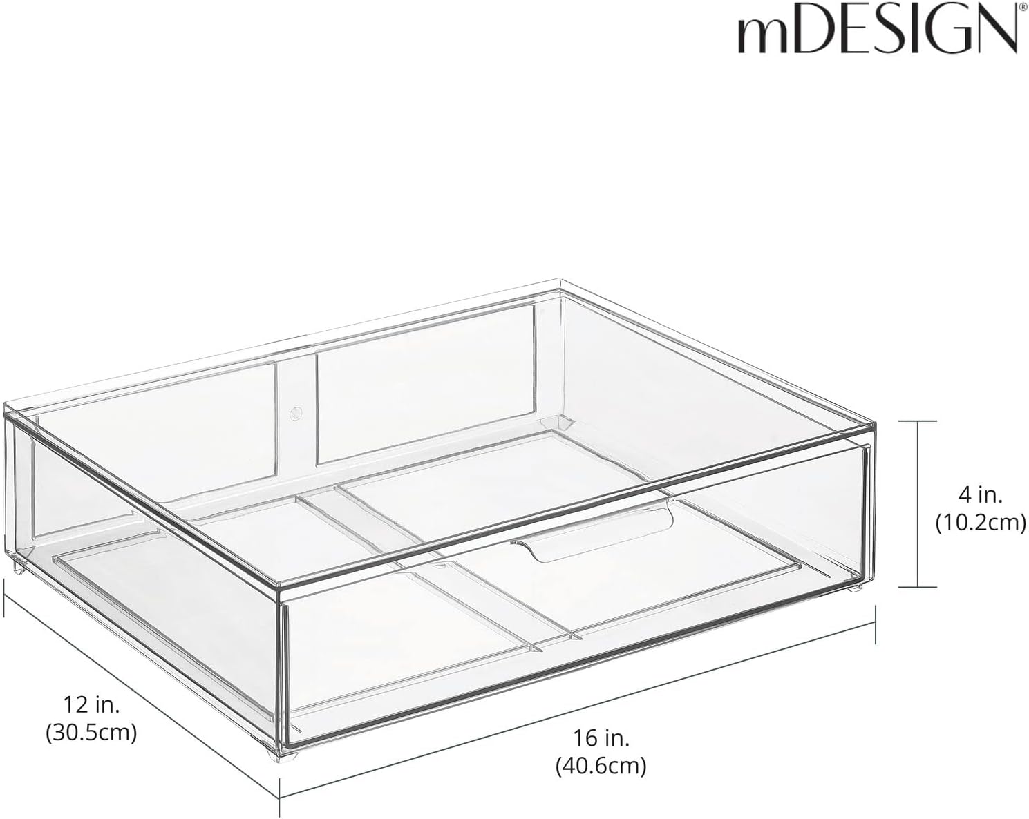 mDesign Wide Stackable Storage Organizer, 4 Pack